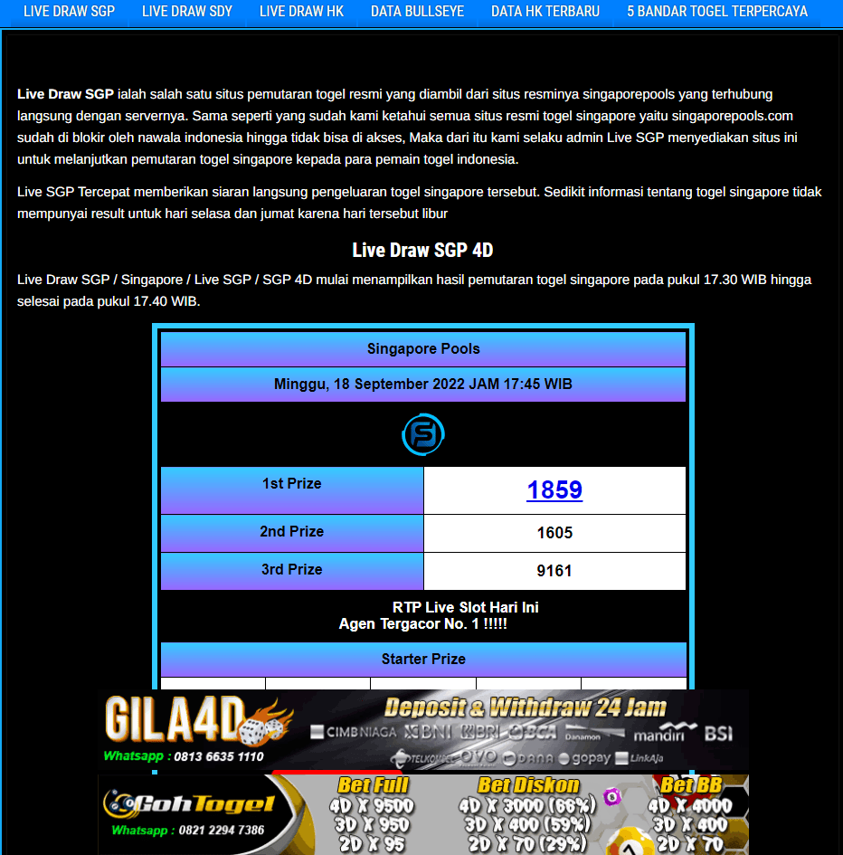 Hasil live draw singapore result togel singapura