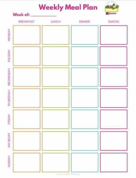 free weekly meal planner template printable to help you save money and reduce food waste learn along with me
