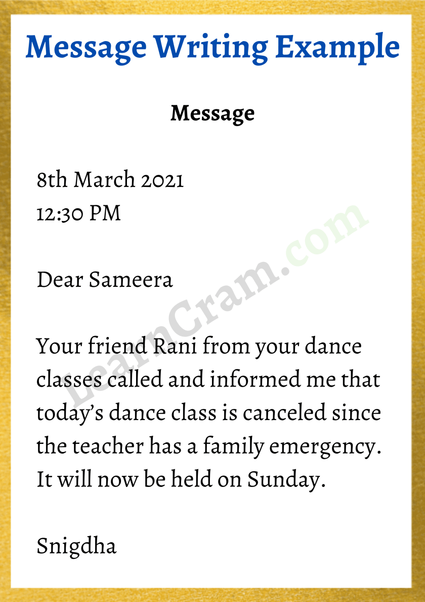 Message Writing Example