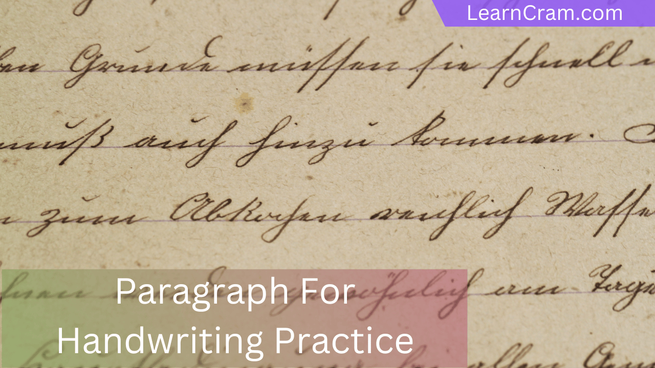 Paragraph For Handwriting Practice