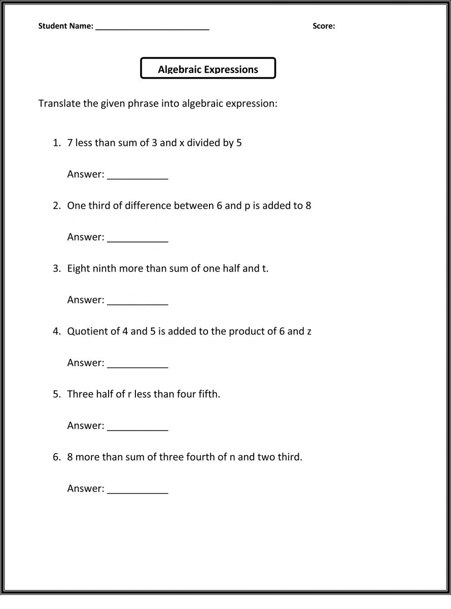6th grade worksheets to print