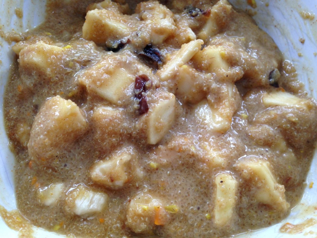 Amaranth Porridge mit Apfel, Banane, Datteln und Cashew
