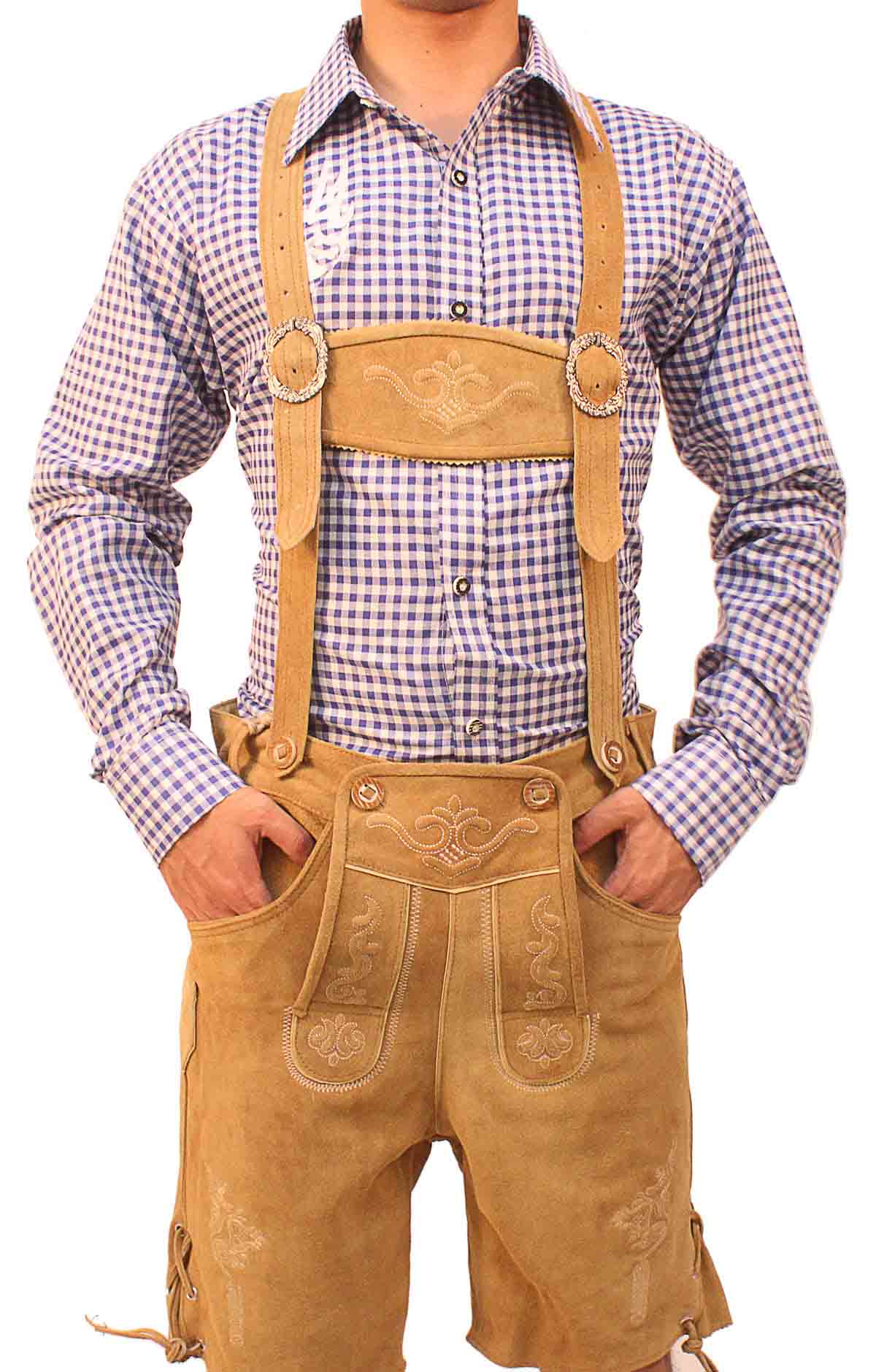 Bavarian short lederhosen Light Brown Wood - Lederhosen Store
