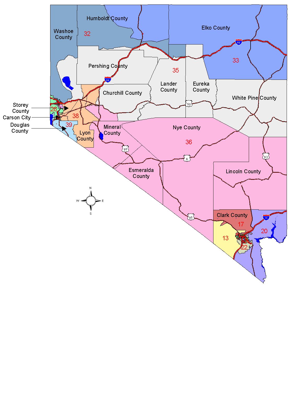 Map Nevada State Asmstate 