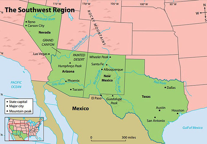 States In The Southwest Region Of The United States 