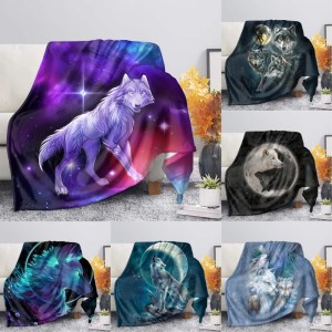 Stampa modello lupo King Queen Size Coperta leggera super morbida per divano lettoCaldo 1