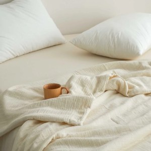 Trapunte giapponesi Trapunte in garza di cotone e lino Imbottitura in fibra di poliestere Coperta rinfrescante semplice Trapunte per letto matrimoniale sottili e solide 1