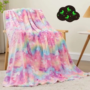 1 coperta con unicorno che si illumina al buio per ragazze – morbida coperta in morbido pile rosa. Grandi regali di Natale, compleanno, neonati e bambini con unicorno! 1