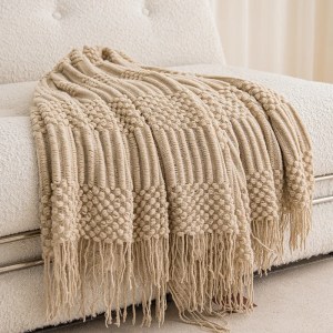 Coperta lavorata a maglia regalo kaki con nappe Chunky Vintage Luxury Farmhouse Copriletto Coperta oversize Manta Para Divano 1
