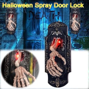 2025 Nuovo design Halloween incandescente spruzzo campanello spaventoso mani scheletro Halloween oggetti di scena animatronici con decorazione sonora 1