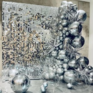 12/16/18/24PCS Shimmer Fondali da parete argentato Quadrato Paillettes Pannello da parete Fondali Fondali per feste per la decorazione di compleanno di nozze 1