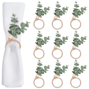 12/1 pz Portatovaglioli di Nozze Foglie di Eucalipto Portatovaglioli Fibbie Primavera Pasqua Decorazione Della Tavola di Casa Forniture Per Feste di Compleanno 1