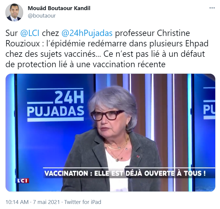 L'épidémie redémarre dans plusieurs Ehpad chez des sujets vaccinés, selon la Professeure Christine Rouzioux