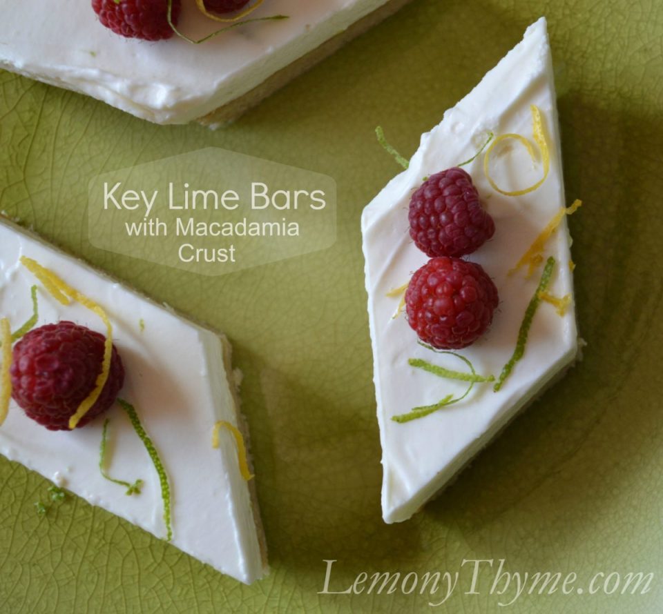 Key Lime Bars with Macadamia Crust from Lemony Thyme