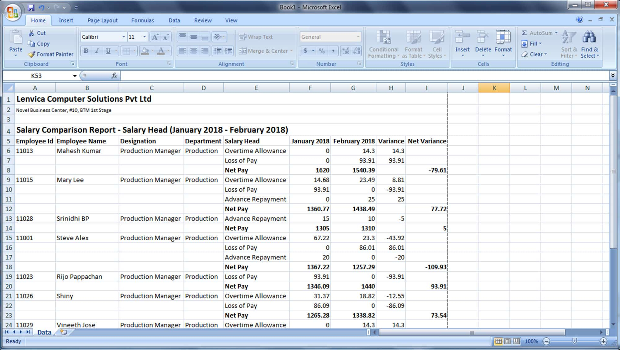 Salary Comparison Reports Payroll in Excel to AttendHRM