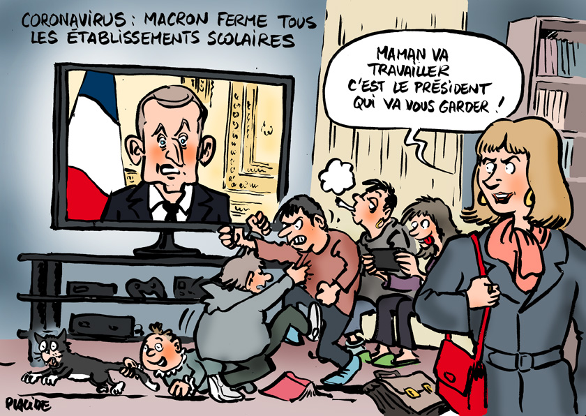Défilé du 14 juillet en france : Humour - Coronavirus: Macron ferme tous les Ã©tablissements scolaires - 13 Mars 2020 - Les