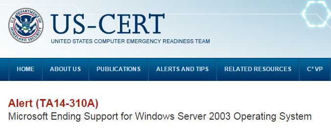 Us Homeland Security Warns About Windows Server 2003 Eos