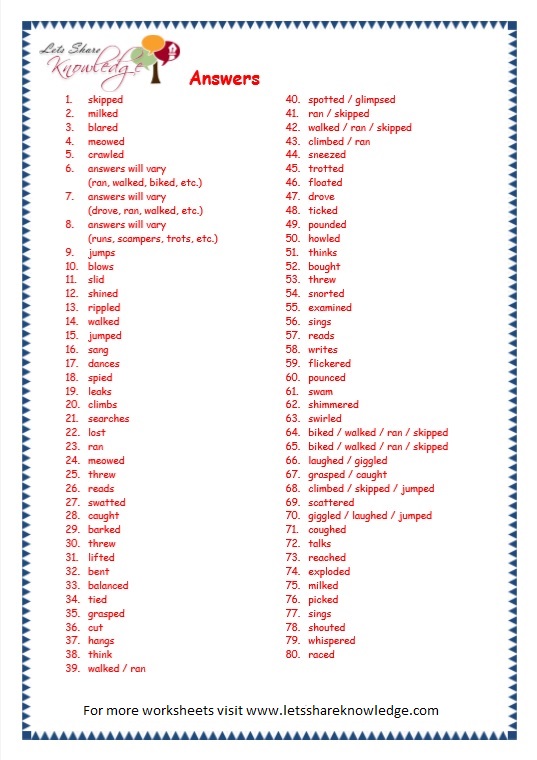 grade 3 grammar topic 2 action verbs worksheets lets