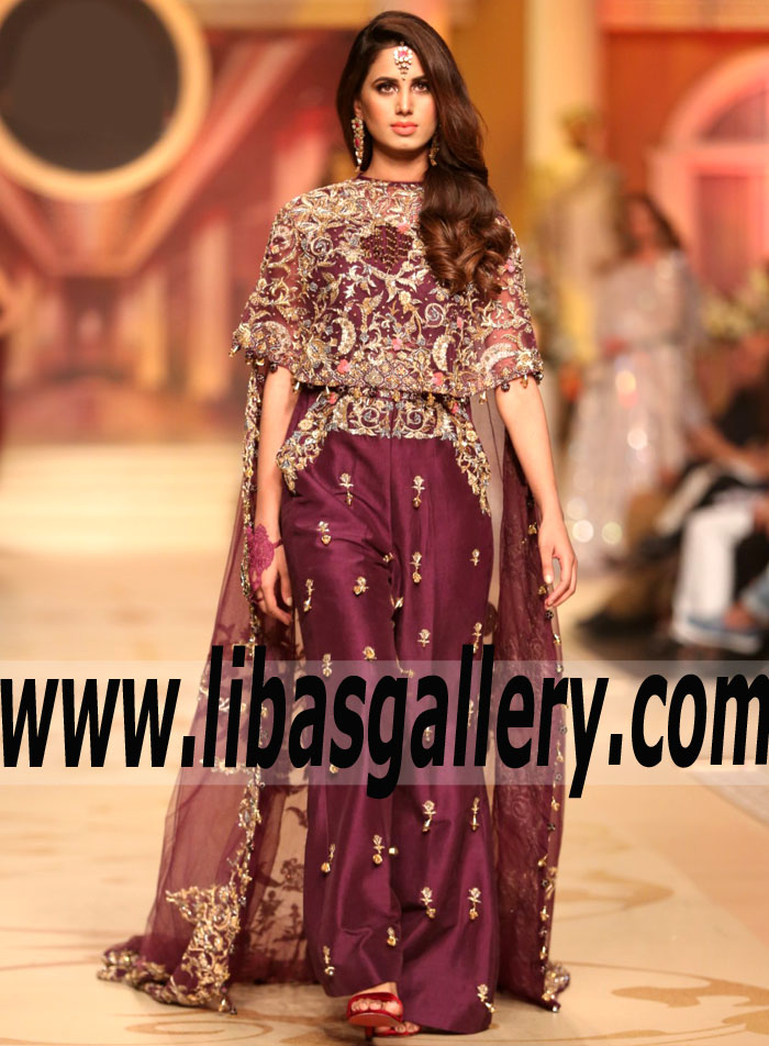 Latest Modern Style Lajwanti Pakistani Party Wear Designer Party Dresses With Cape Dresses Winnipeg Manitoba Shop Pakistani Indian Bridal Wear Online Bridal Outfits Retail Store Wedding Bride Groom Designer Dresses Boutique