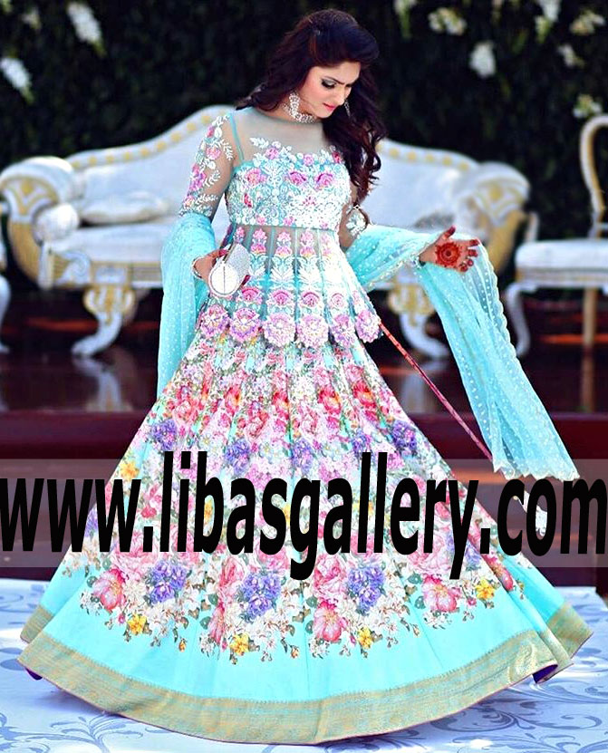 Latest Pakistani Indian Bridal Wear Organza Peplum Wedding Lehenga For Engagement Walima Reception Dubai Sharjah Abu Dhabi Uae Shop Pakistani Indian Bridal Wear Online Bridal Outfits Retail Store Wedding Bride Groom Designer Dresses