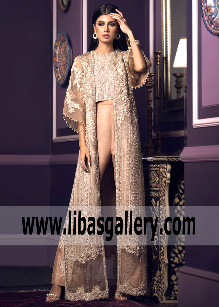 Pakistani Party Wear Designer Party Dresses Faraz Manan Full Length Shrug Dresses Salisbury London Uk Shop Pakistani Indian Bridal Wear Online Bridal Outfits Retail Store Wedding Bride Groom Designer Dresses Boutique