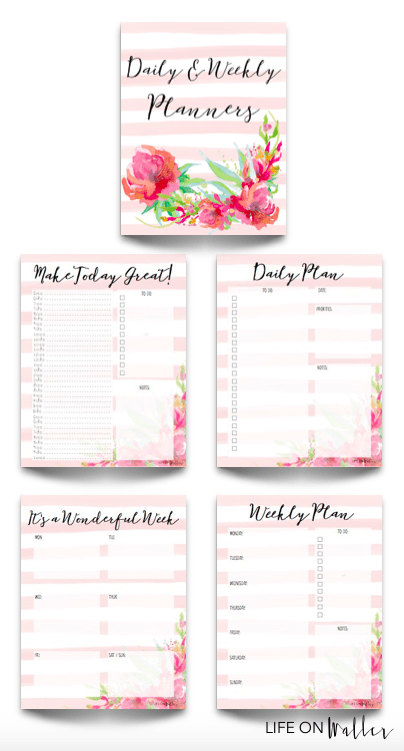 4 free printable floral daily weekly planner pages life on waller