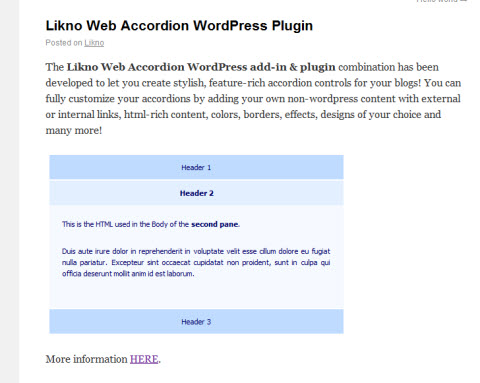 An accordion is a feature that can help you add a lot of content to your pages more easily. WordPress Accordion Plugin for Likno Web/jQuery Accordion Builder
