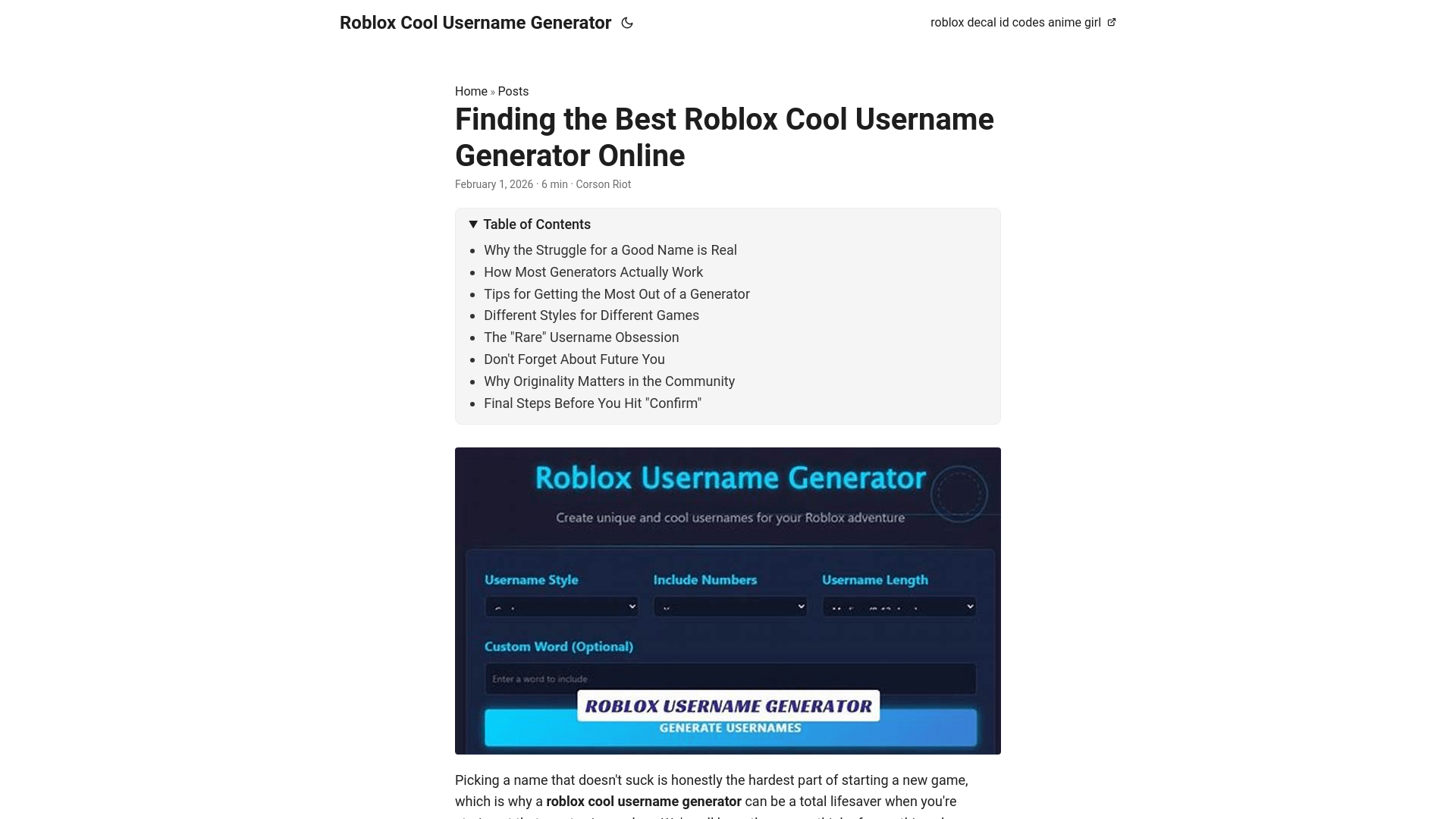 Link Check Results For Roblox Cool Username Generator Pages Dev E47c6ac6 6724 4a54 809b