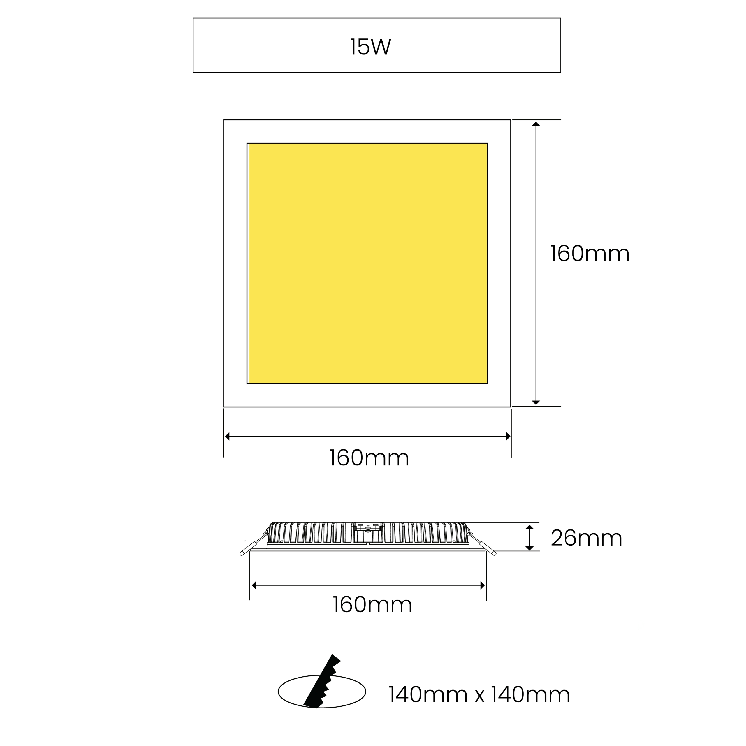 Slim Square LED Downlight - 15W Ultra-Slim from Ricoman