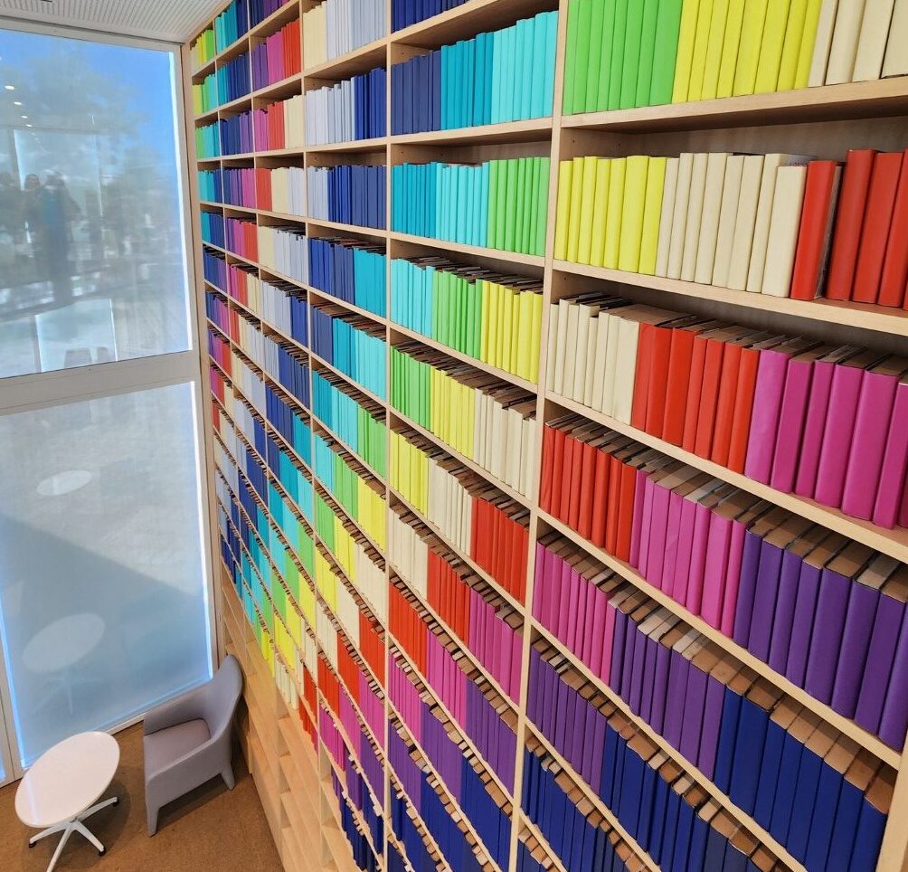 Rainbow book wall