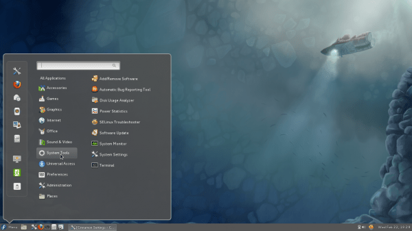 Cinnamon 1.3.1 Fedora 16 Menu