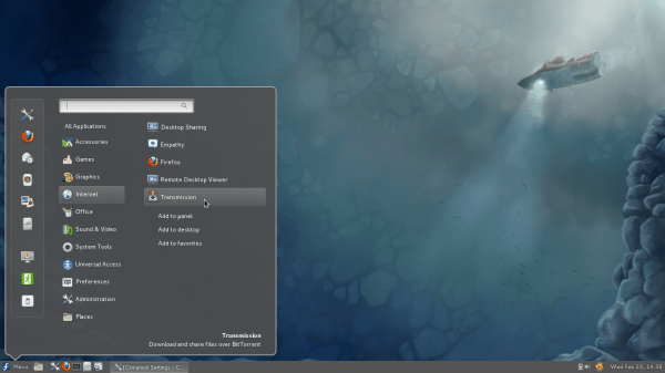 Cinnamon 1.3.1 Fedora 16 Context Menu