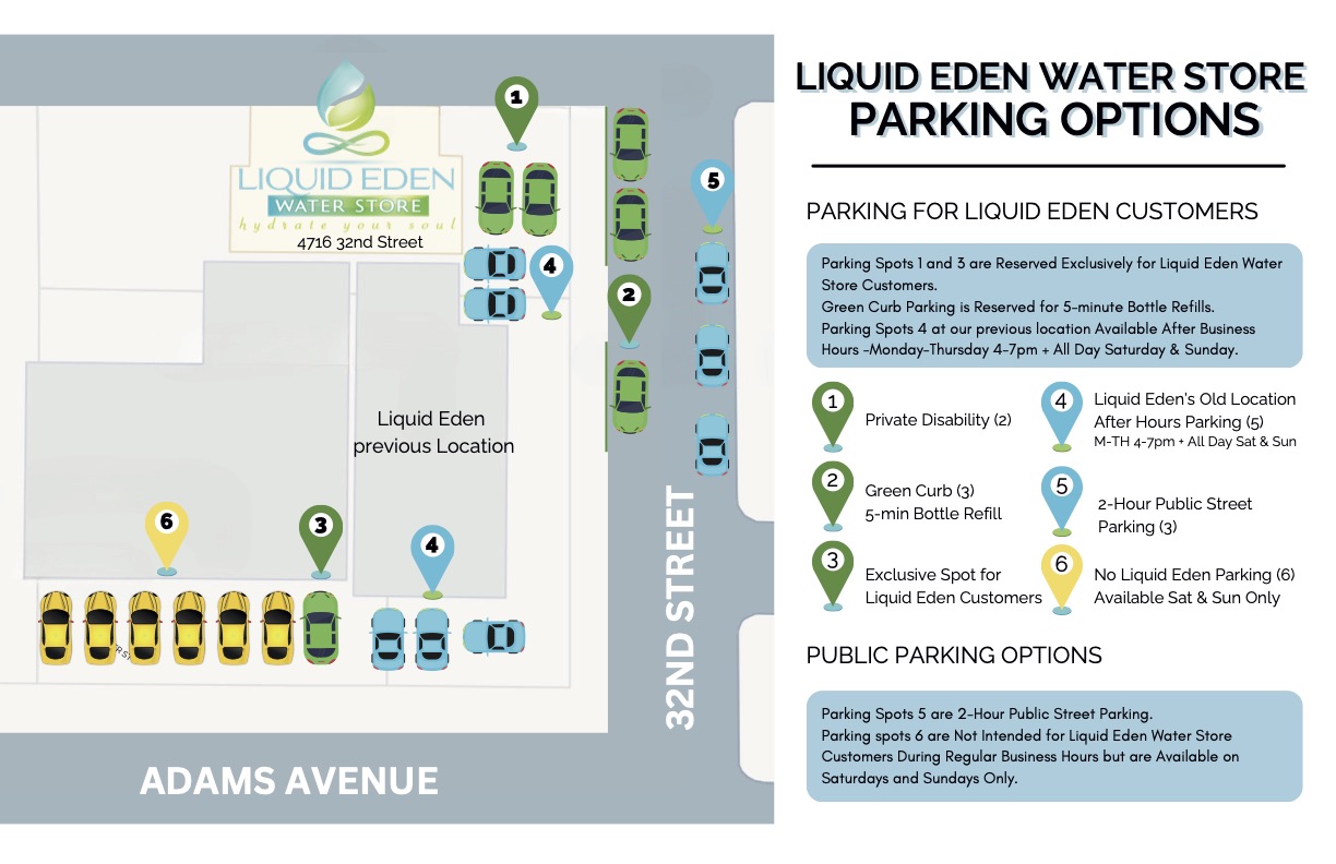 Liquid Eden Water Store San Diego Parking Options Liquid Eden Water Store LE Parking Options 