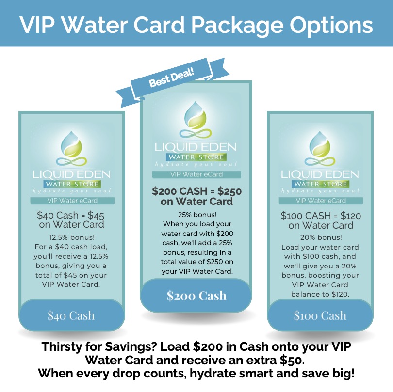 San Diego Mineral Water Hydrate Your Soul Water Card Package Options 