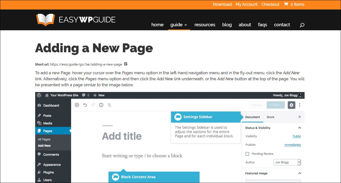 How to Add a New Page in WordPress, using the Block Editor.