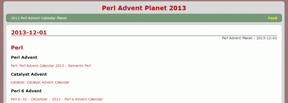 Perl Advent Planet Calendar
