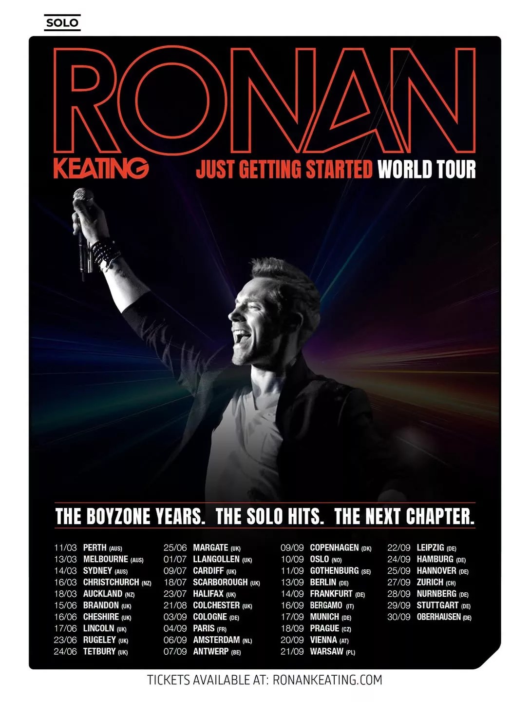 Ronan Keating, Just Getting Started World Tour