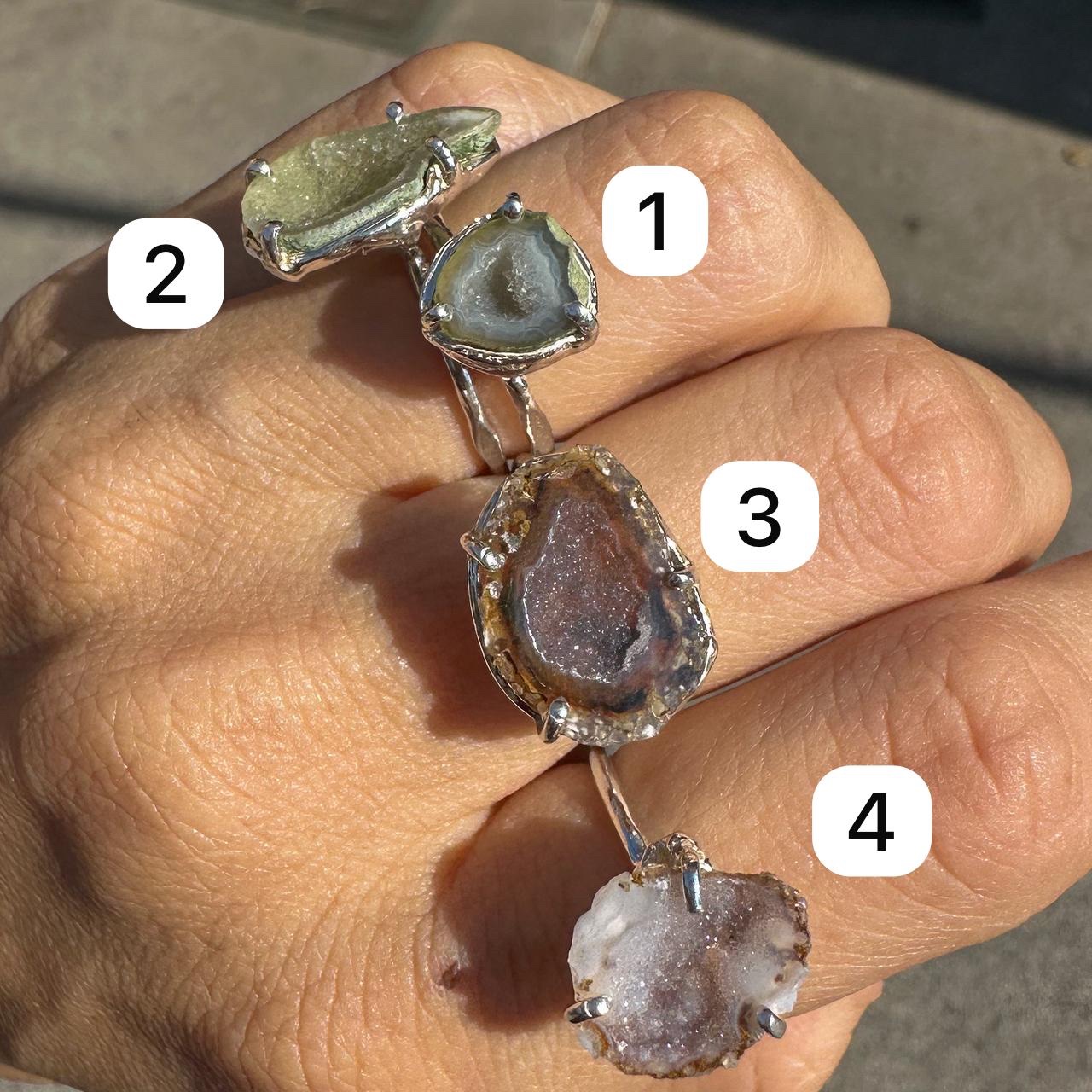 Anillo delgado mini geoda - Plata 925