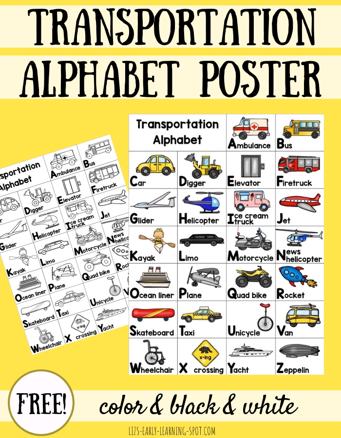 Transportation Alphabet Posters Liz's Early Learning Spot