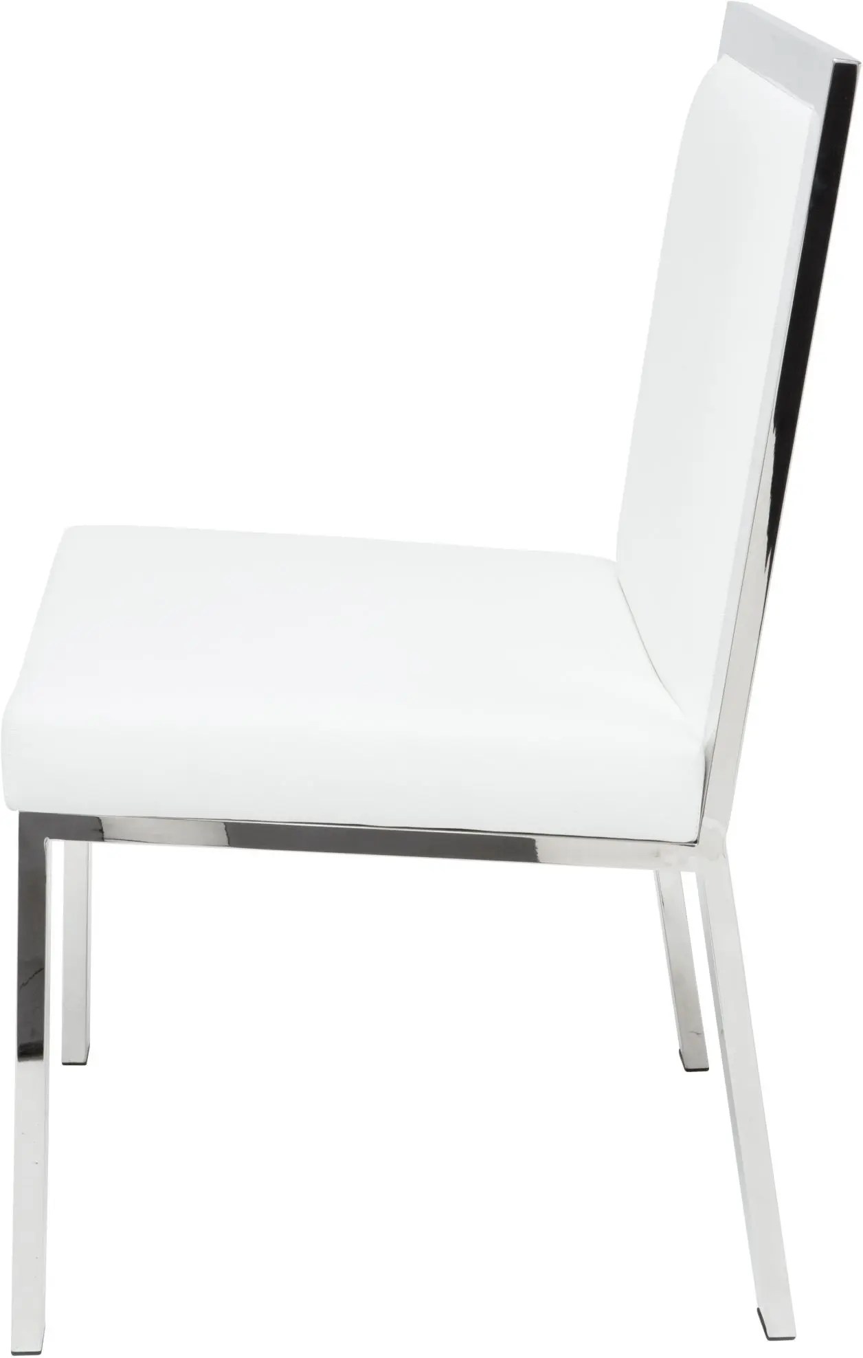 Zola Dining Chair 5 ZolaDining Chair White Leather Seat Polished Stainless Frame ZolaDining ChairNuevo