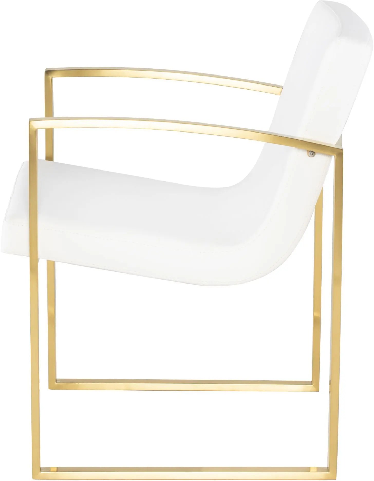 Clara Dining Chair 5 ClaraDining Chair White Naugahyde Seat Brushed Gold Frame ClaraDining ChairNuevo