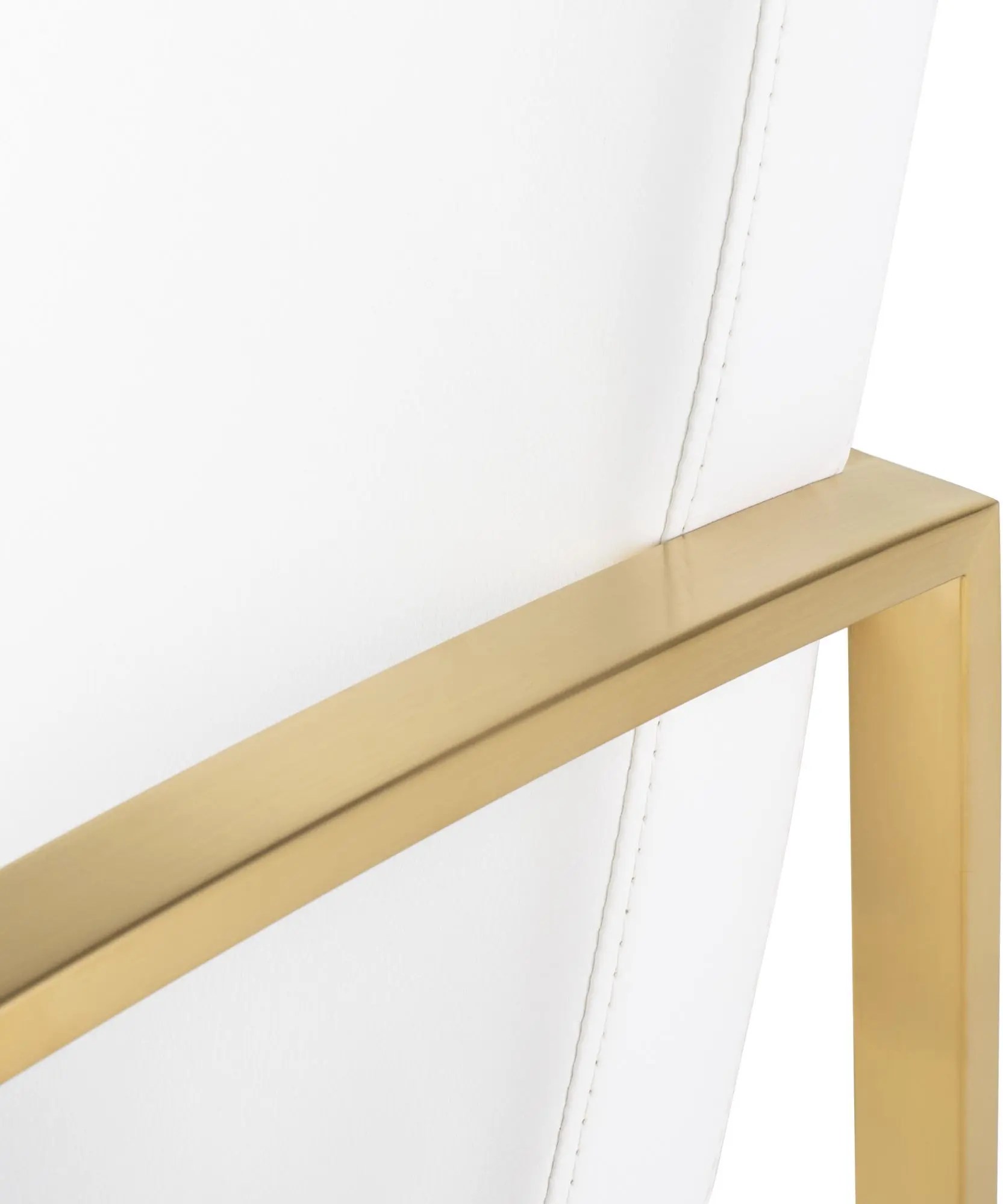 Clara Dining Chair 6 ClaraDining Chair White Naugahyde Seat Brushed Gold Frame Clara Dining Chair - Image 4