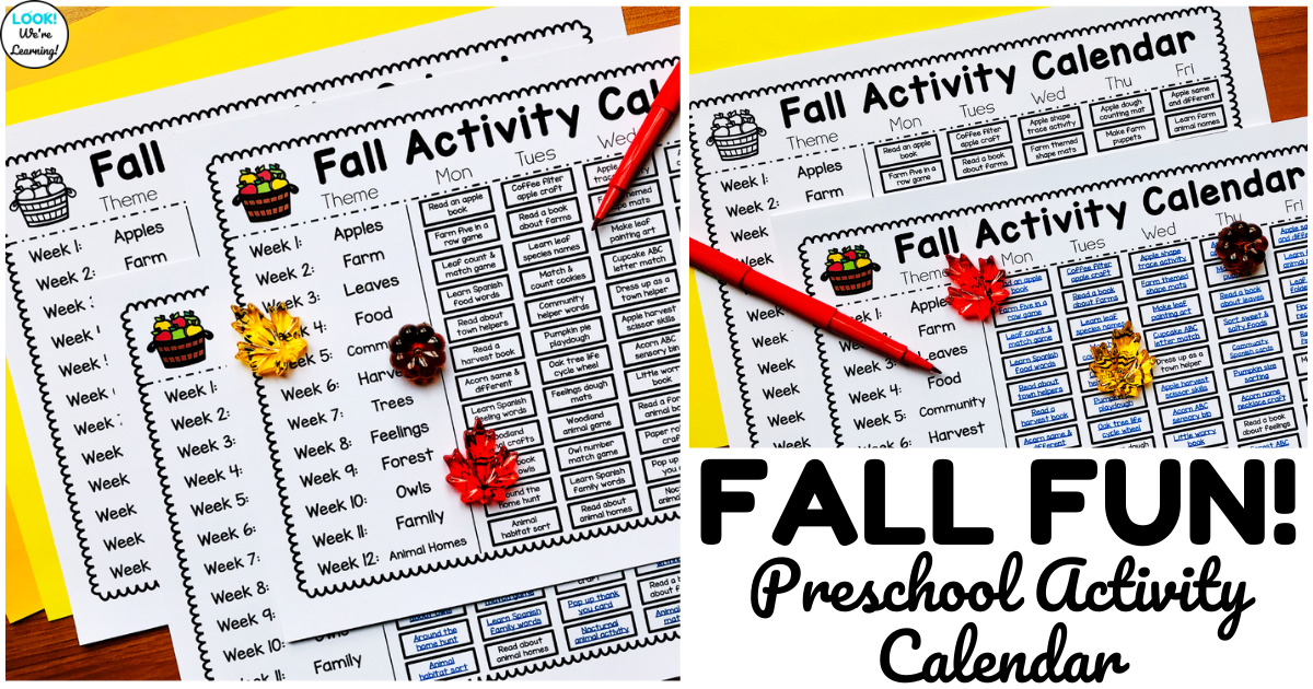 fun preschool fall activity calendar look we re learning