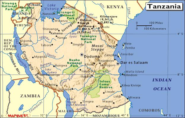 Map Of Kenya And Tanzania Tanzania Map.JPG