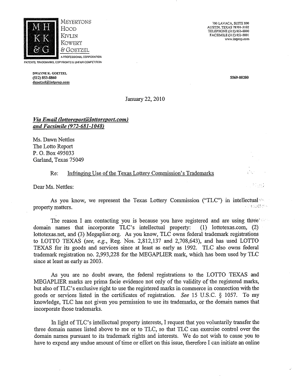 The Texas Lottery Is Trying To Bully The Lotto Report Out Of Their Rightfully Owned Domain Names By Using Intimidation Bully Tactics