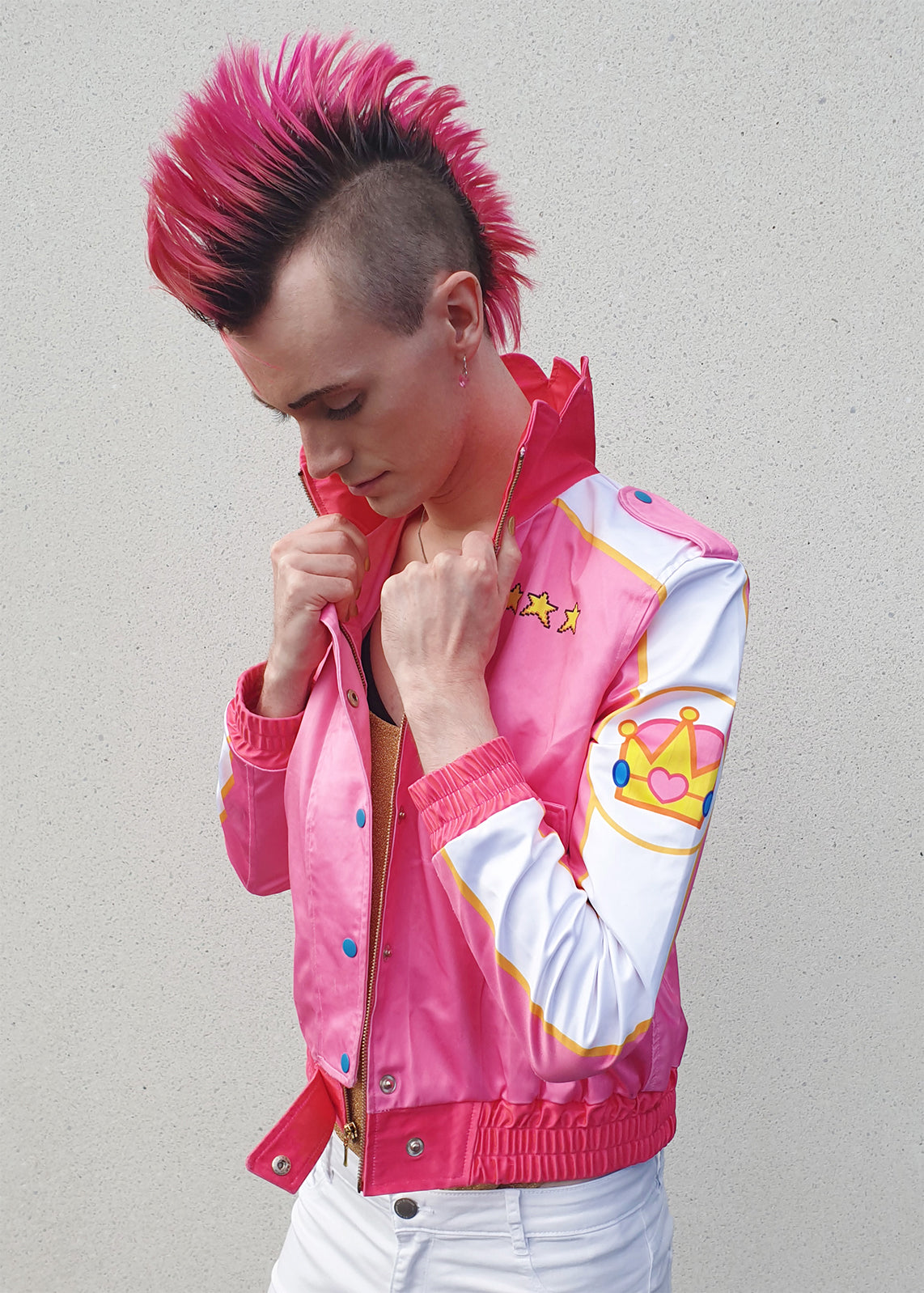 pink flower bomber jacker princess mens