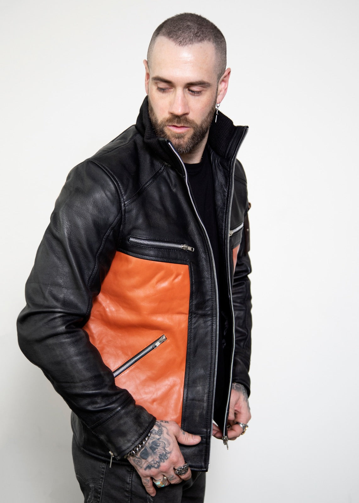 Mens Naruto Shippuden Orange Leather Jacket