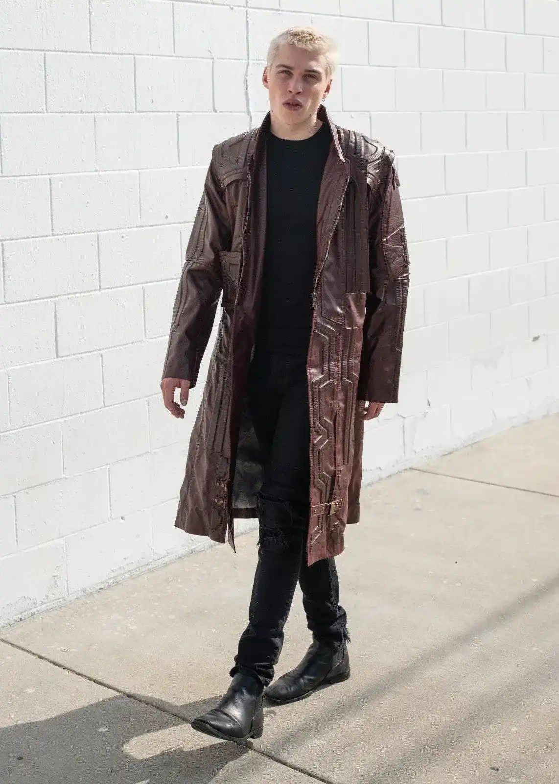 Mens Guardians of Galaxy 2 Star Lord Leather Trench Coat