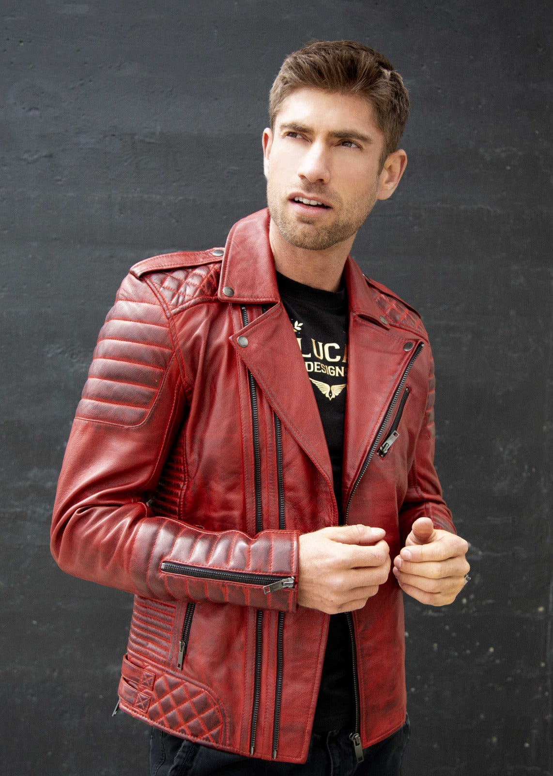Red Leather Motorcycle Jacket