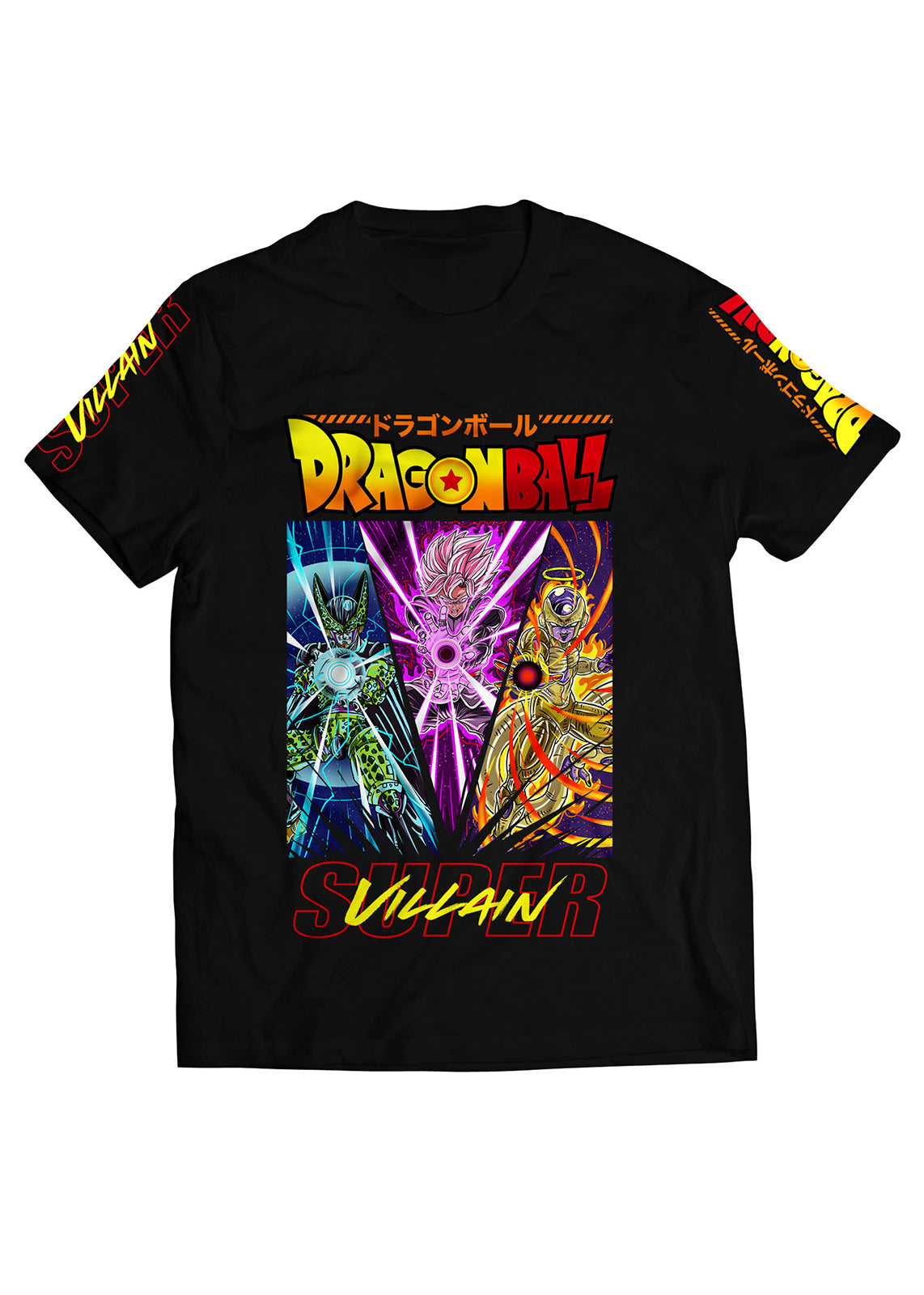 dragon ball z villains cell goku frieza black graphic t-shirt